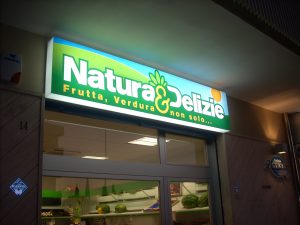 insegna luminosa negozio cassonetto